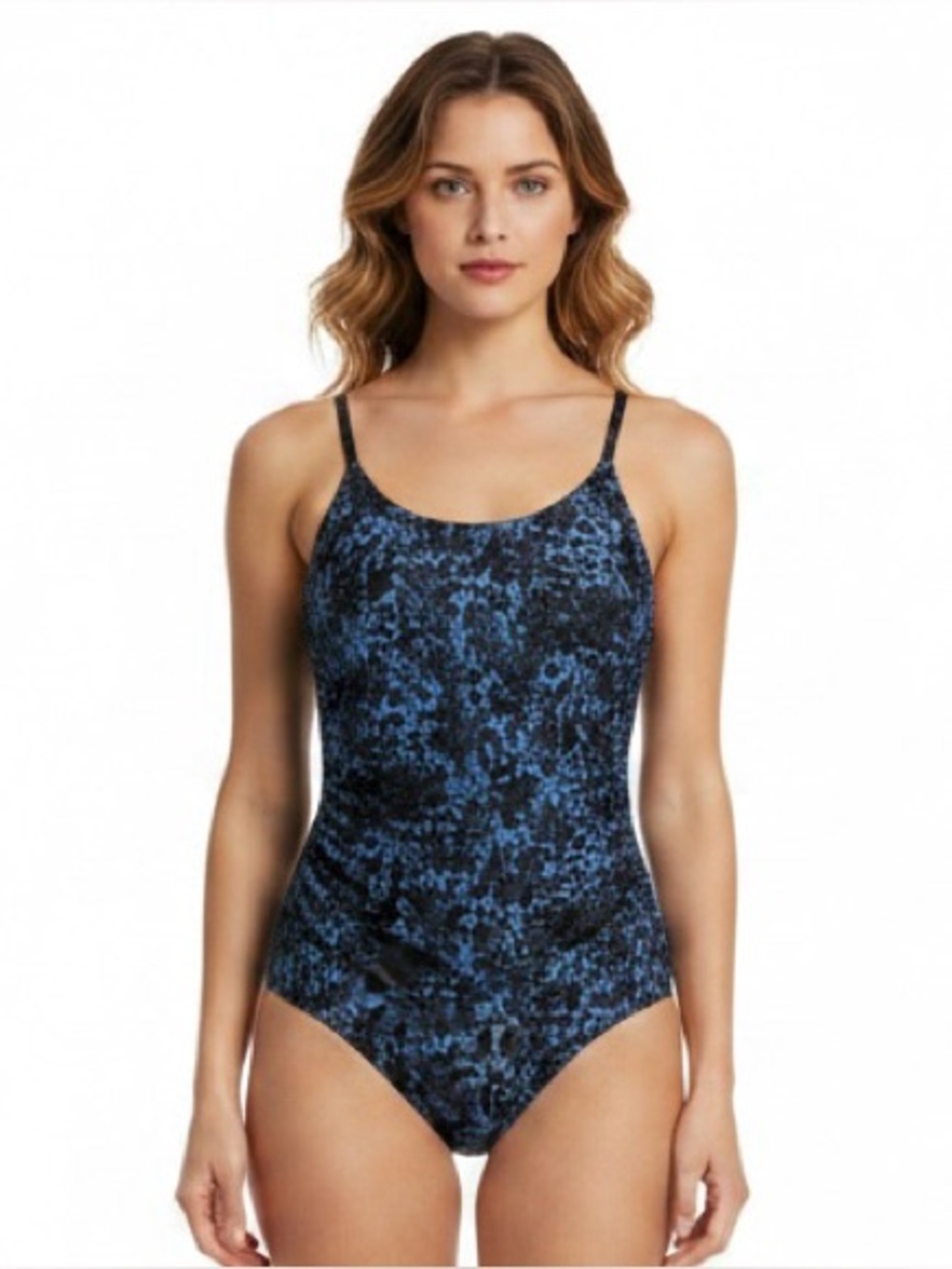 Speedo Black One-Piece Swimsuit with Blue Print